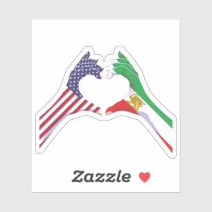 Sticker Unité irano-américaine Cœur avec Lion et Soleil