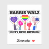 Sticker Unité sur la division Kamala Harris Tim Walz (Feuille)