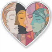 Sticker Unity Heart Diverse Faces Line Art Diversity  (Devant)