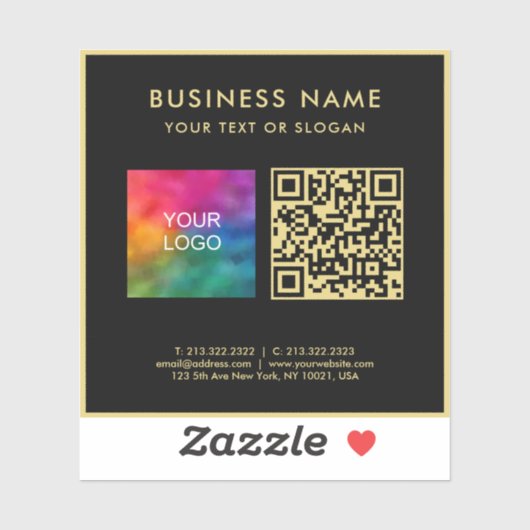 Sticker Upload Business Logo Black & Gold Elegant QR Code (Feuille)