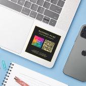 Sticker Upload Business Logo Black & Gold Elegant QR Code (Ordinateur portable avec iPhone)