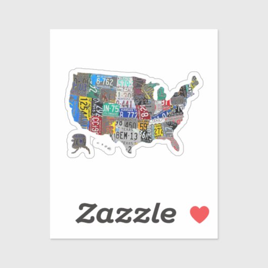 Sticker US American United States Map Flag License Plate A (Feuille)