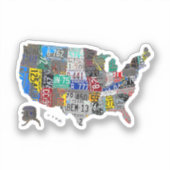 Sticker US American United States Map Flag License Plate A (Recto)