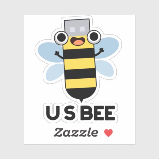 Sticker US Bee Funny USB Technical Pun (Feuille)