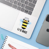 Sticker US Bee Funny USB Technical Pun (Ordinateur portable avec iPhone)