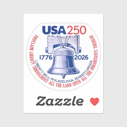 Sticker USA 250 - 1776-2026 - Liberty Bell Red White Blue (Feuille)