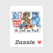 Sticker USA En Dieu, nous faisons confiance | Christian |  (Feuille)