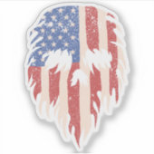 Sticker USA Flag Skull Beard | Distressed Patriotic Design (Devant)
