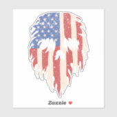 Sticker USA Flag Skull Beard | Distressed Patriotic Design (Feuille)