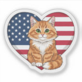 Sticker USA Heart Cat - Patriotic Cat (Devant)