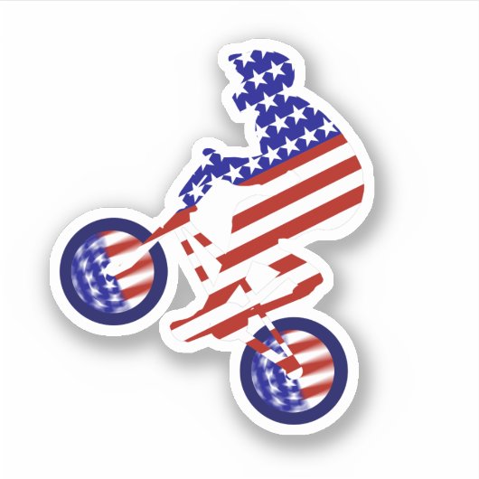 Sticker USA Patriotic Biking BMX (Devant)