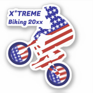 Sticker USA Patriotic Biking BMX