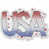 Sticker USA Shimmer et Stars Word Art Vinyl (Devant)