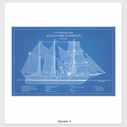 Sticker USCGC Alexander Hamilton wix-272 - ABD (Feuille)