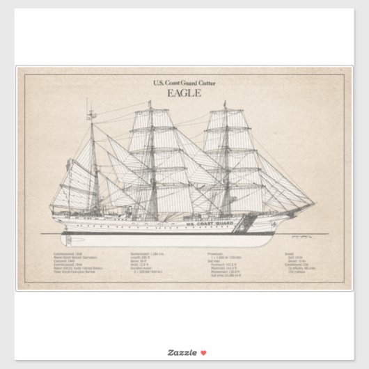 Sticker USCGC Eagle wix-327 - SBD (Feuille)
