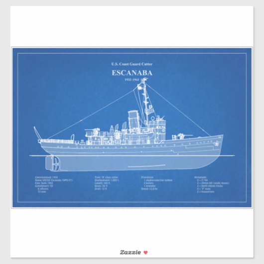 Sticker USCGC Escanaba wpc-77 - ABD (Feuille)