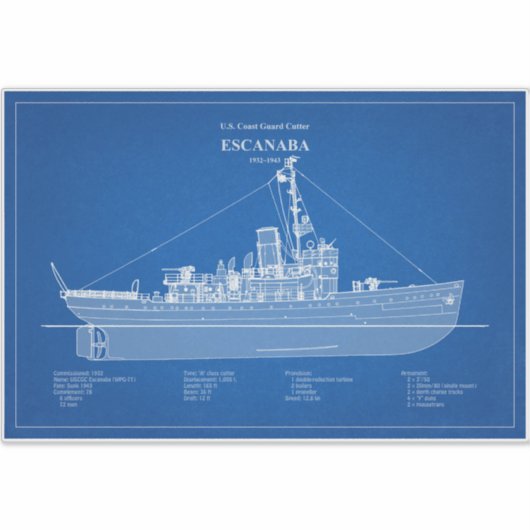 Sticker USCGC Escanaba wpc-77 - ABD (Devant)