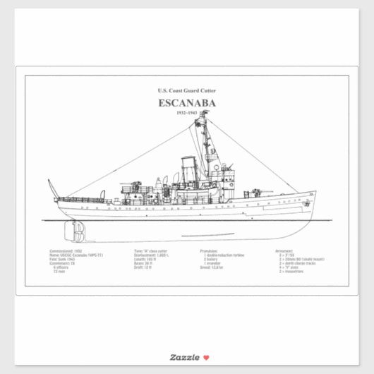 Sticker USCGC Escanaba wpc-77 - BD (Feuille)