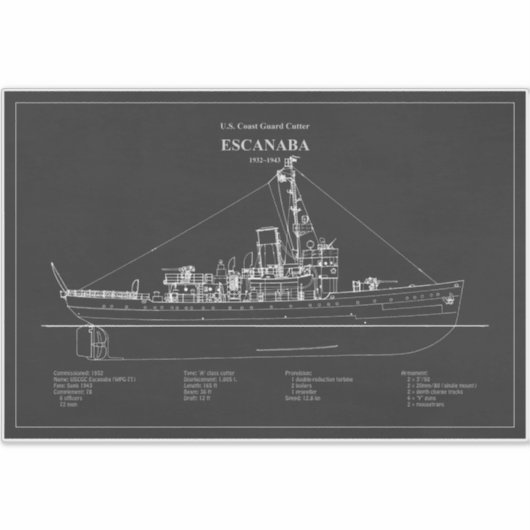 Sticker USCGC Escanaba wpc-77 - PD (Devant)