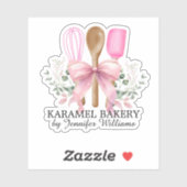 Sticker Ustensiles à ruban rose Cuisine Boulangerie Découp (Feuille)