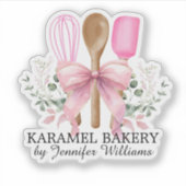 Sticker Ustensiles à ruban rose Cuisine Boulangerie Découp (Devant)