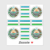Sticker Uzbek national symbols / coat of arms and flag sti (Feuille)