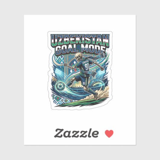 Sticker Uzbekistan Mode de but squelette attaquant nations (Feuille)