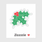 Sticker Vacances Baies Rouges Houx Vert (Feuille)