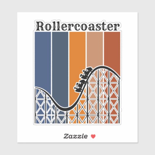 Sticker Vacances d'été à cheval Rollercoaster Retro (Feuille)