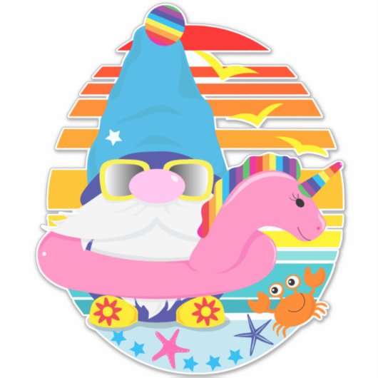 Sticker Vacances d'été Plage Gnome (Devant)