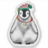 Sticker Vacances festives mignonnes Pingouin rouge noir pl (Devant)