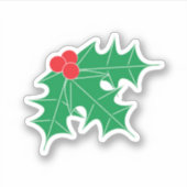 Sticker Vacances Houx Vert Baies Rouges  (Devant)