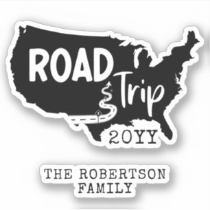 Sticker Vacances personnalisées Family Road Trip USA Car
