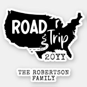 Sticker Vacances personnalisées   Family Road Trip USA Car