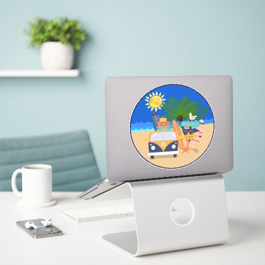 Sticker Vacances tropicales Vacances Plage (Ordinateur portable sur le bureau)