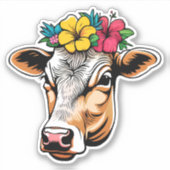 Sticker Vache à fleurs (Devant)