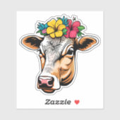 Sticker Vache à fleurs (Feuille)