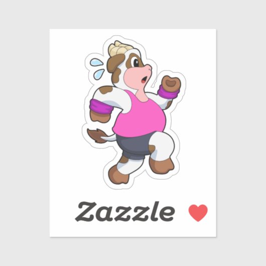 Sticker Vache à la course (Feuille)