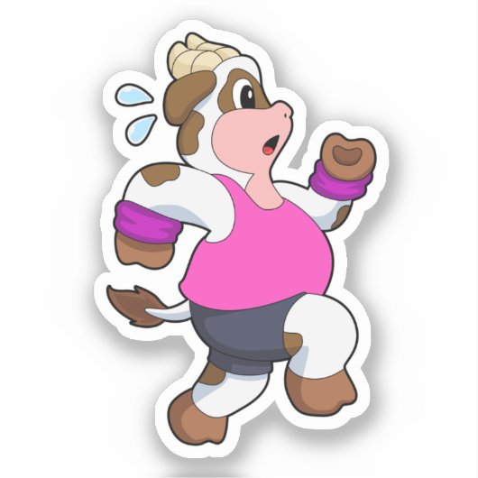 Sticker Vache à la course (Recto)