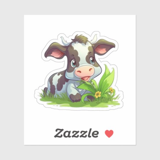 Sticker Vache adorable (Feuille)