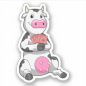 Sticker Vache au Poker avec cartes de Poker (Devant)