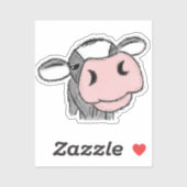 Sticker vache baiser dessinée à la main noir blanc gris an (Feuille)