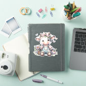 Sticker Vache Bébé mignonne Pastel dans les salons avec fl (Couverture iPad)