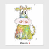 Sticker Vache blanche couleur blanc mignon (Feuille)