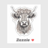 Sticker Vache bohème imperméable (Feuille)