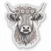 Sticker Vache bohème imperméable (Devant)