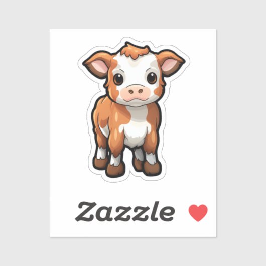 Sticker Vache caricaturale (Feuille)