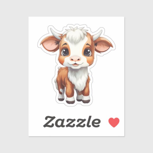 Sticker Vache caricaturale (Feuille)