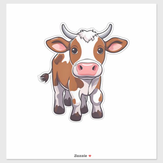 Sticker Vache charmante au dessin (Feuille)