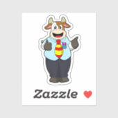 Sticker Vache comme enseignant avec Cravate (Feuille)